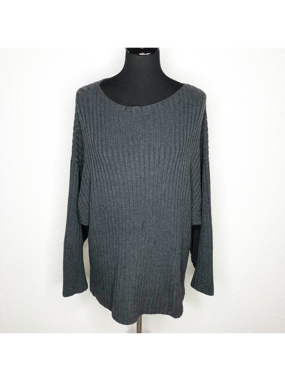 Lunya charcoal gray ribbed knit cotton alpaca sweater size Medium